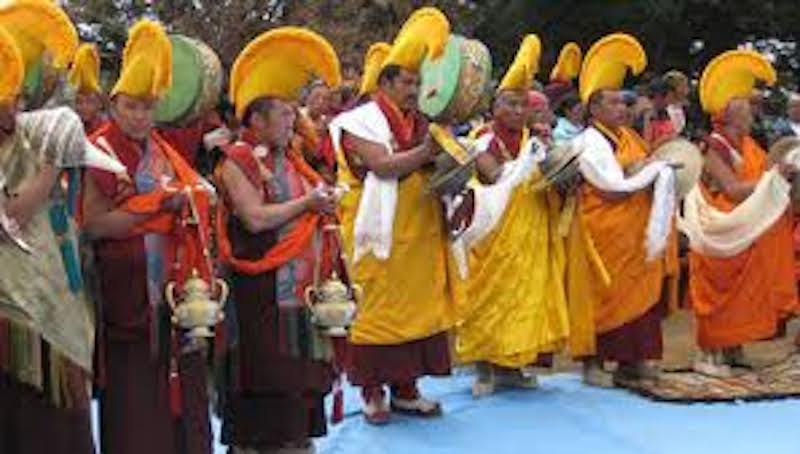 Buddhist monks dance on Mani Rimdu festival in everest region